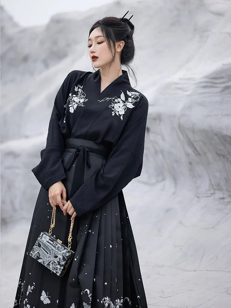 Original imitation luodian horse face skirt, new Chinese style, daily work, improved short-sleeved Hanfu summer