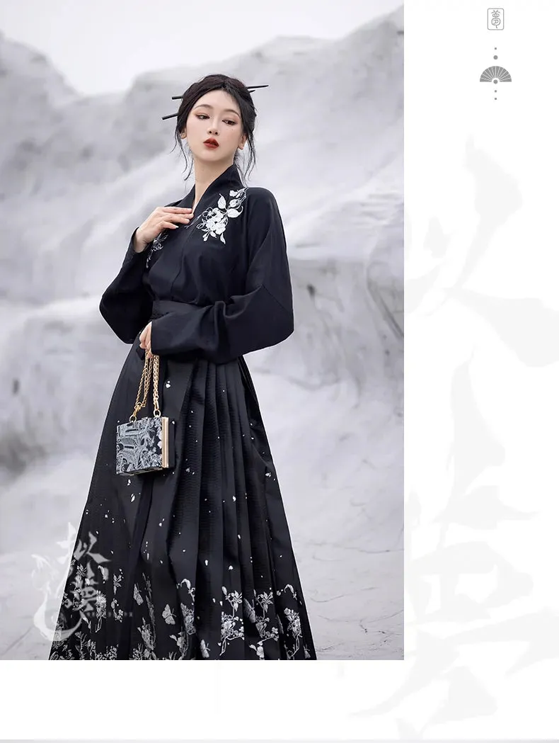 Original imitation luodian horse face skirt, new Chinese style, daily work, improved short-sleeved Hanfu summer
