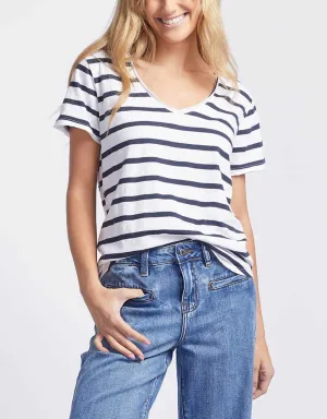 Original V Neck T-Shirt - Navy/White Stripe