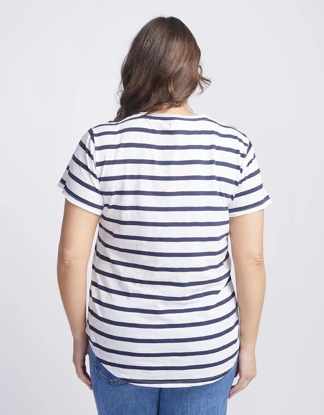 Original V Neck T-Shirt - Navy/White Stripe