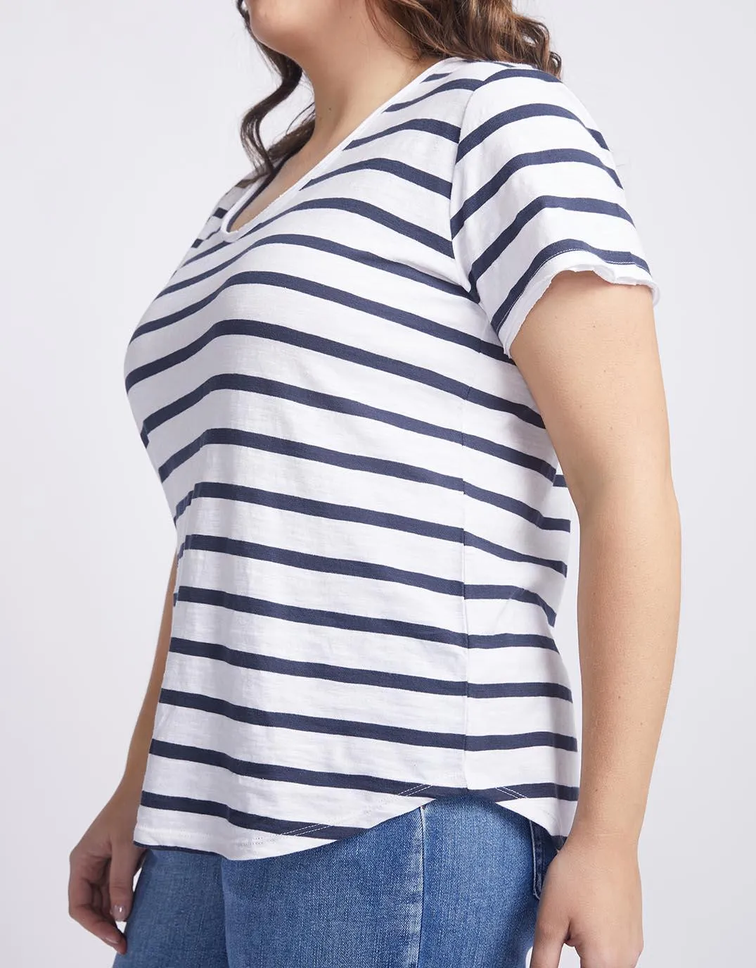 Original V Neck T-Shirt - Navy/White Stripe