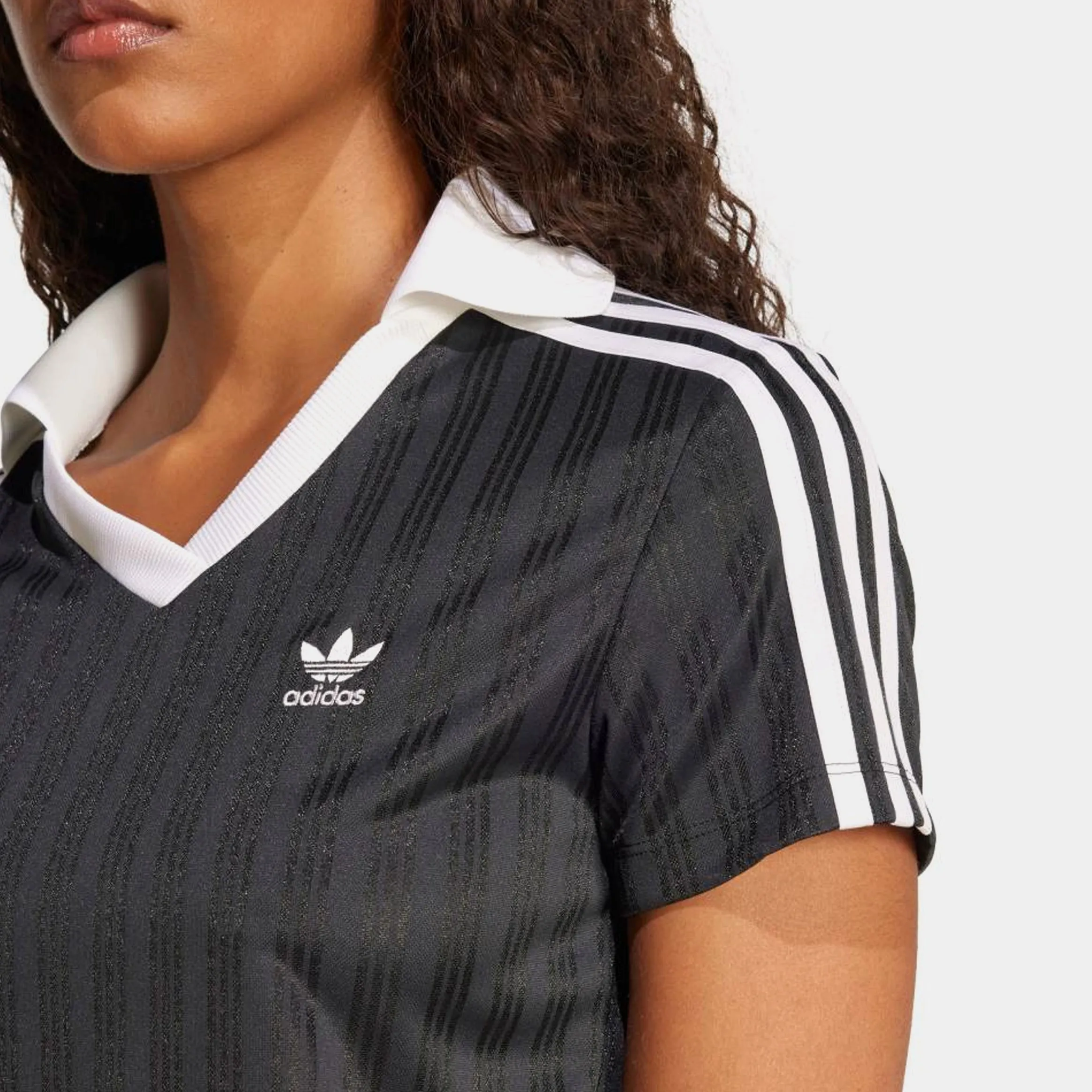 Originals Crop Polo Womens Short Sleeve Shirt (Black/White)
