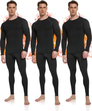 OYGSieg 3 or 2 Set Men's Thermal Underwear Long Johns with Fleece Lined, Thermals for Men Base Layer Cold Weather Top Bottom