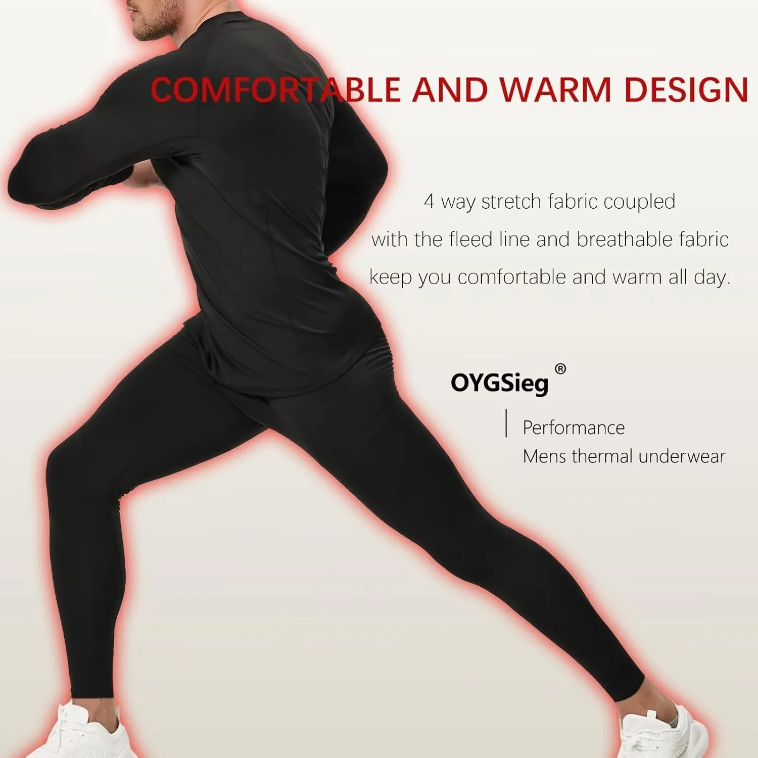 OYGSieg 3 or 2 Set Men's Thermal Underwear Long Johns with Fleece Lined, Thermals for Men Base Layer Cold Weather Top Bottom