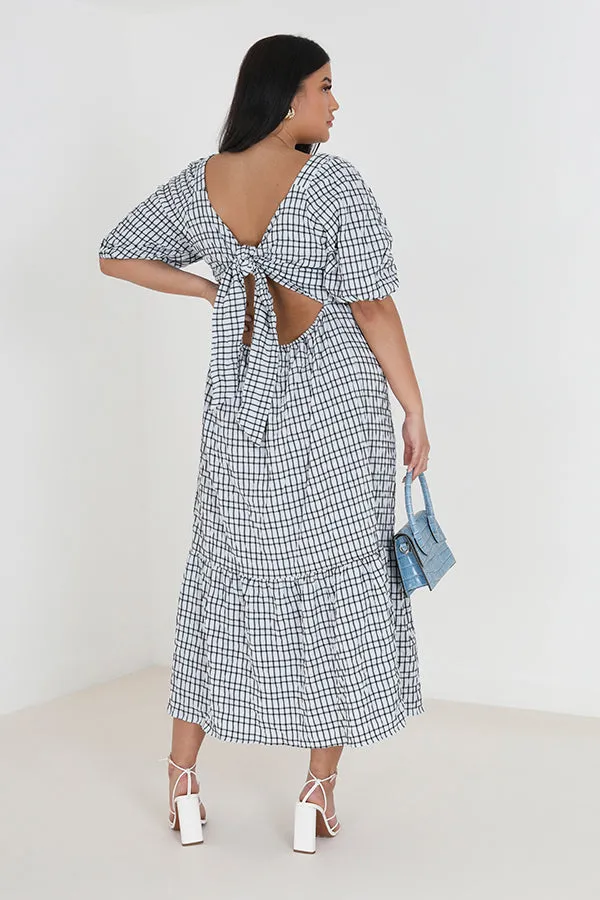 PALE BLUE PLUS SIZE SEERSUCKER MAXI DRESS