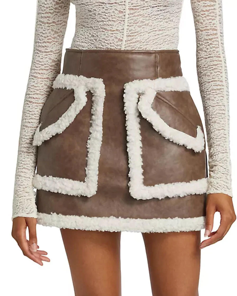Peau Lainee Cherry Sherpa Trim Skirt