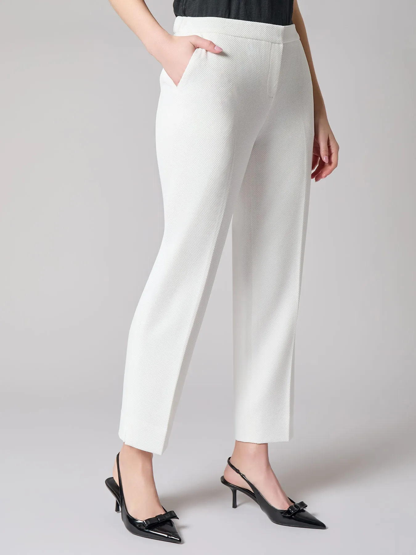Petite Elastic Back Side Slit Pant