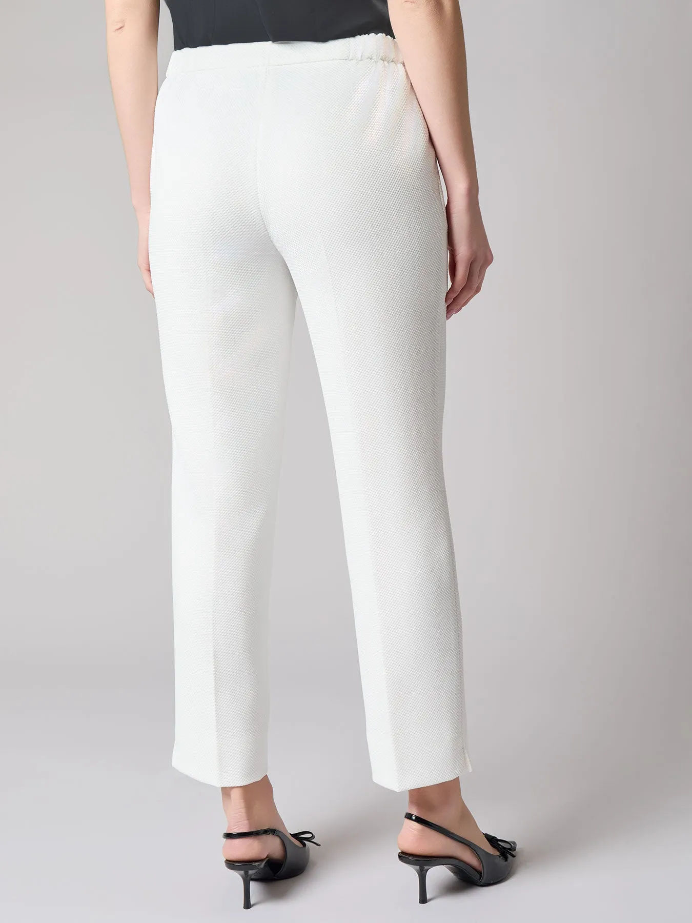 Petite Elastic Back Side Slit Pant
