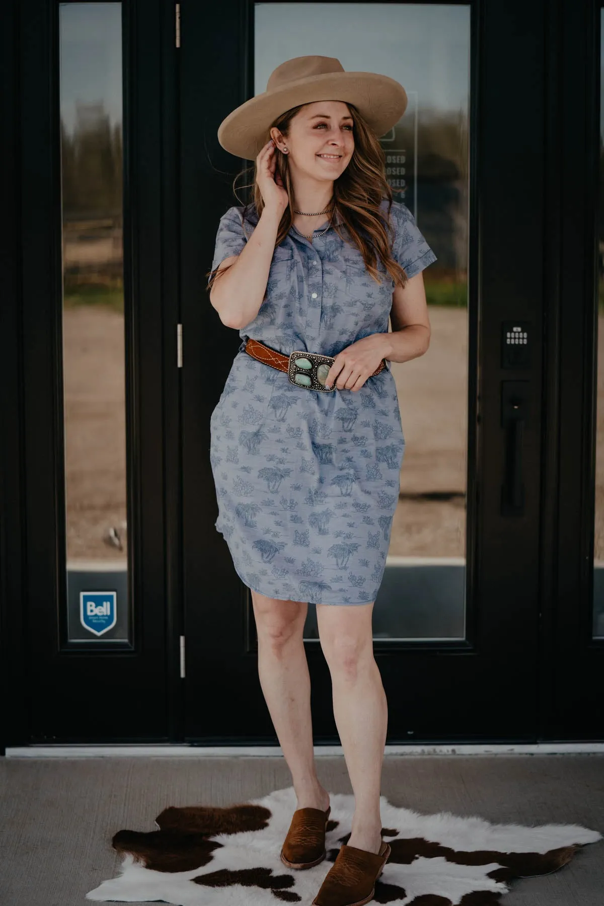 ‘Peyote’ Short Sleeve Pearl Snap Dress (S-XXL)
