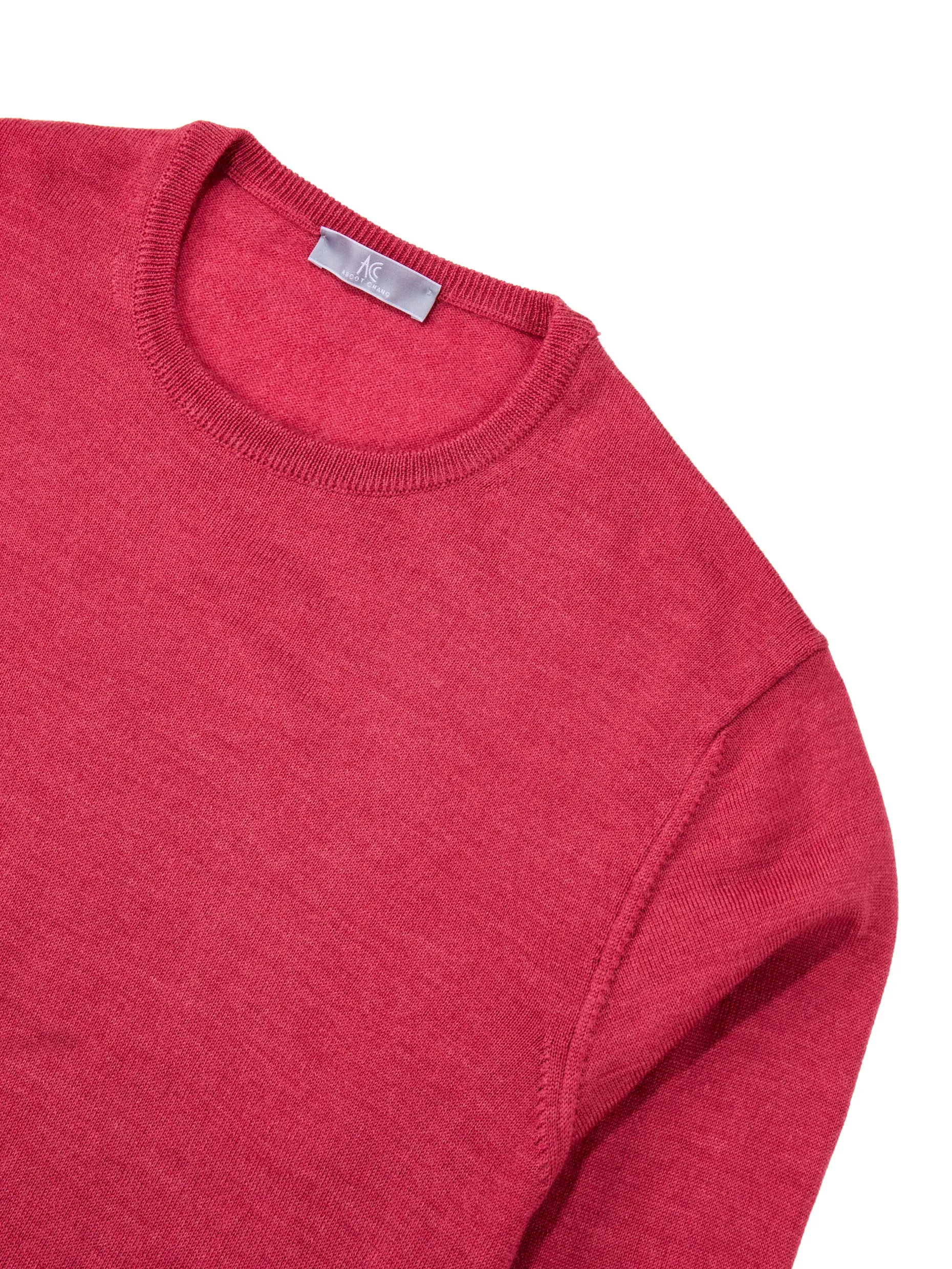 Pink Crew Neck Long-Sleeve Sweater