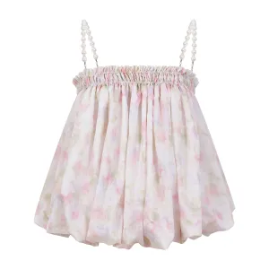 Pink Crushed Floral Hand Beaded Pod Camisole Top