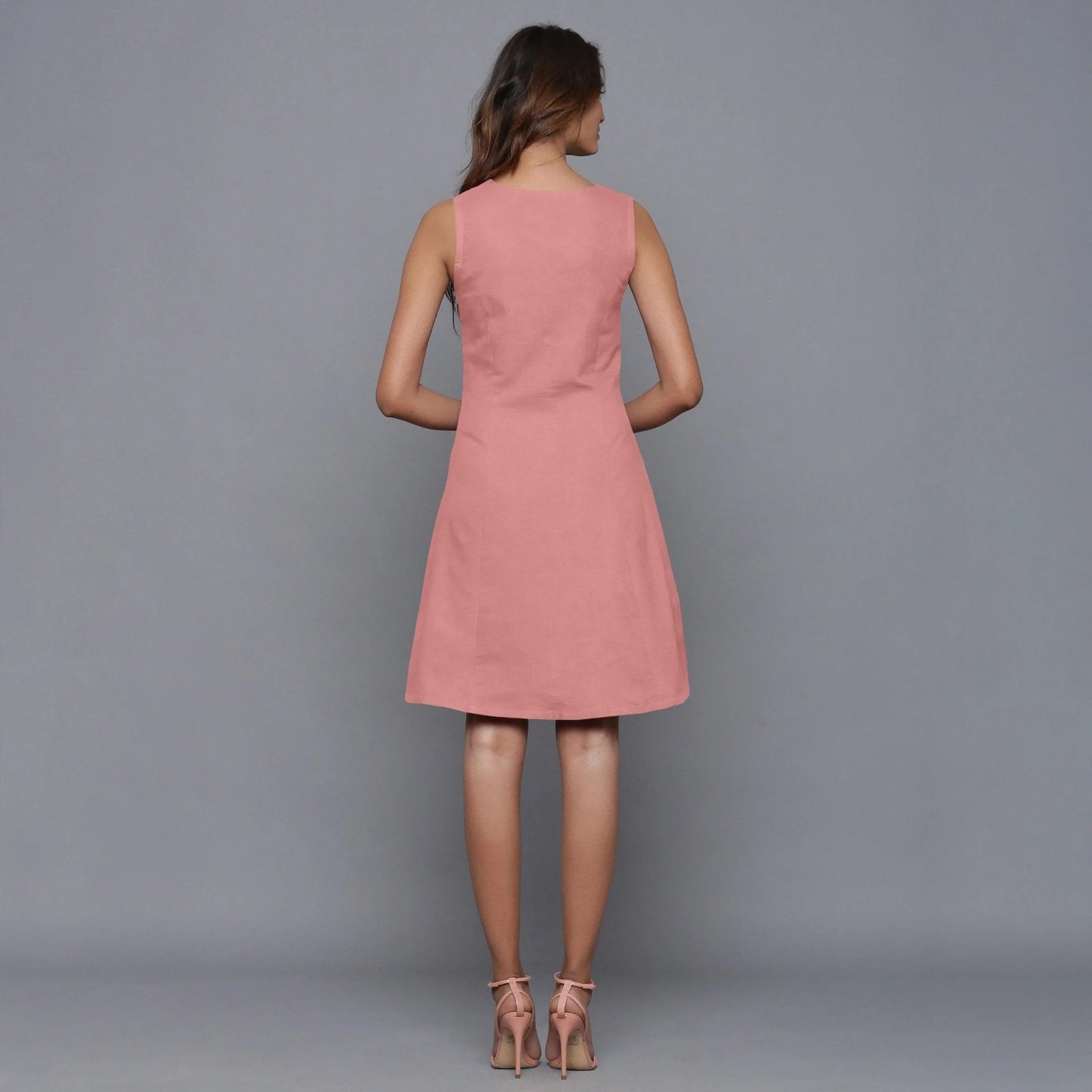 Pink Warm Cotton Flannel Princess Line Short Dress