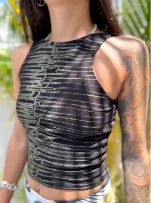 Plazmalab Sumi Ladies Crop Top-Black