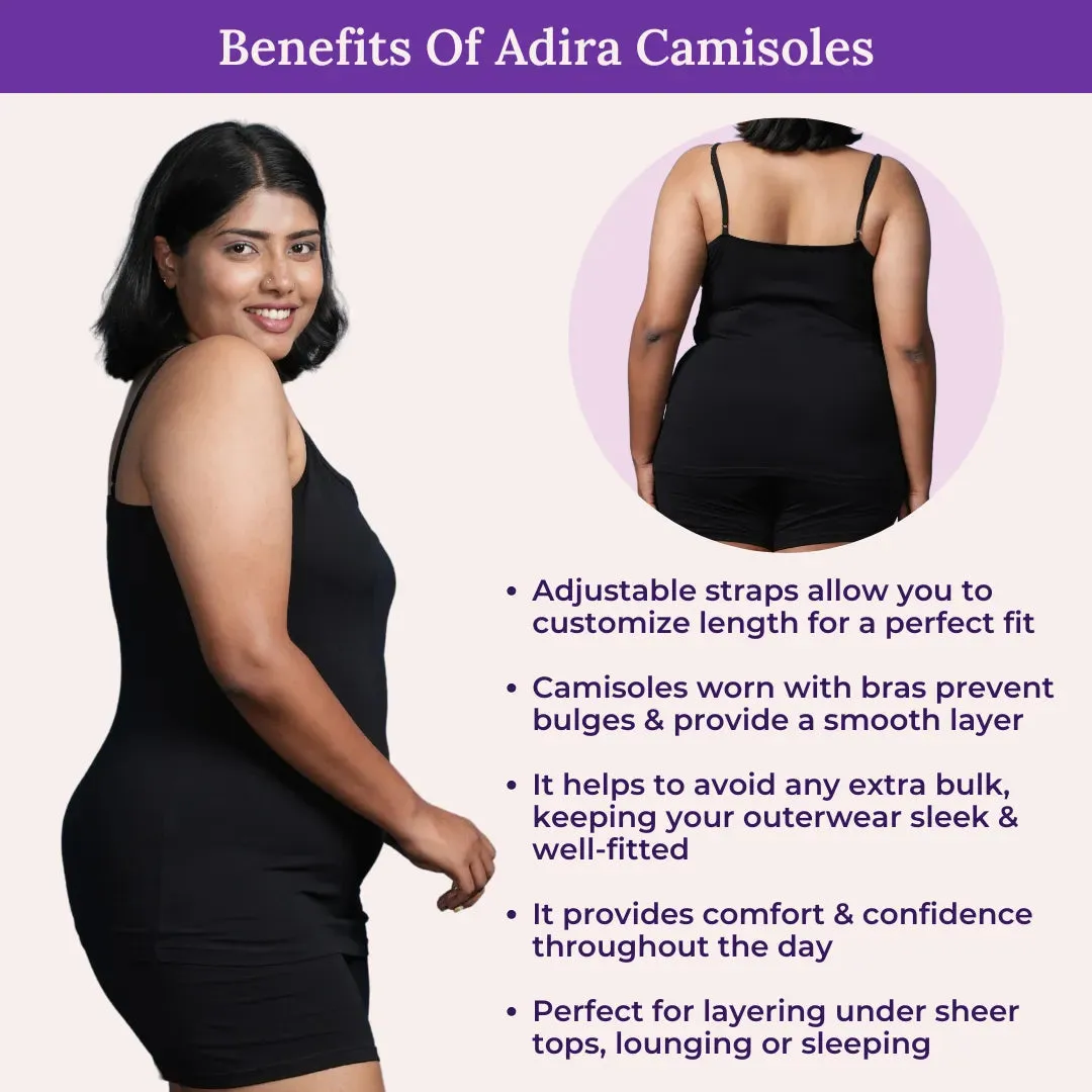 Plus Size Camisole | Soft Adjustable Shoulder Elastic | Offers Full Coverage | Pack Of 2
