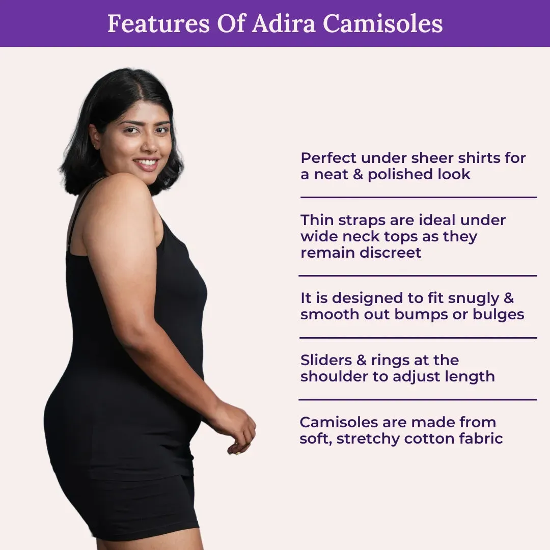 Plus Size Camisole | Soft Adjustable Shoulder Elastic | Offers Full Coverage | Pack Of 2
