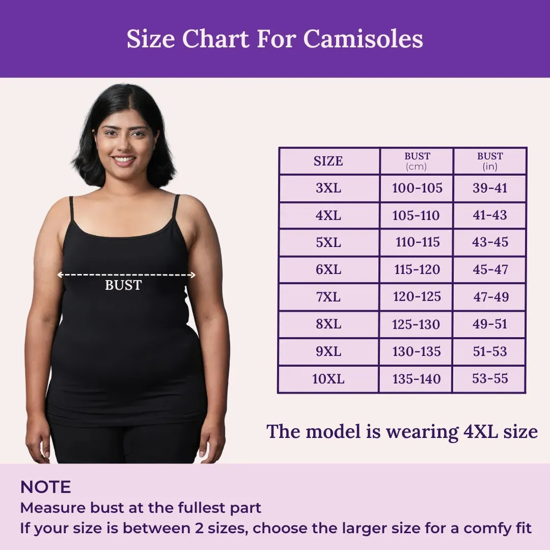 Plus Size Camisole | Soft Adjustable Shoulder Elastic | Offers Full Coverage | Pack Of 2