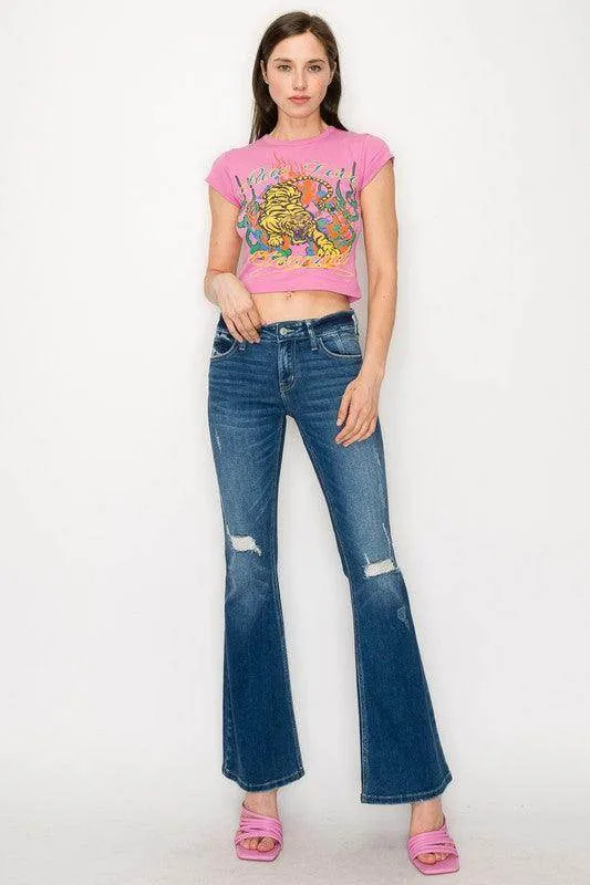Plus Size - Low Rise Stretch Vintage Flare Jeans