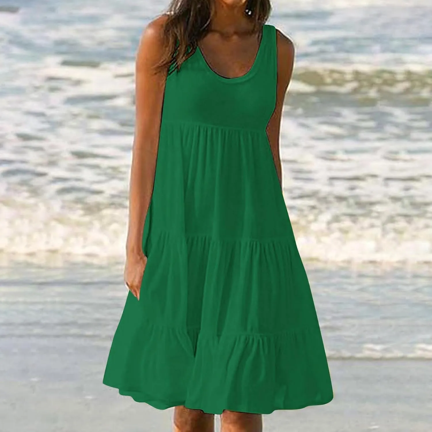 Plus Size Sundresses for Women Casual Swing Dresses Flowy Ruffle Mini Dress Boho Dresses Summer Beach Vacation Dress