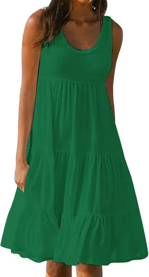 Plus Size Sundresses for Women Casual Swing Dresses Flowy Ruffle Mini Dress Boho Dresses Summer Beach Vacation Dress