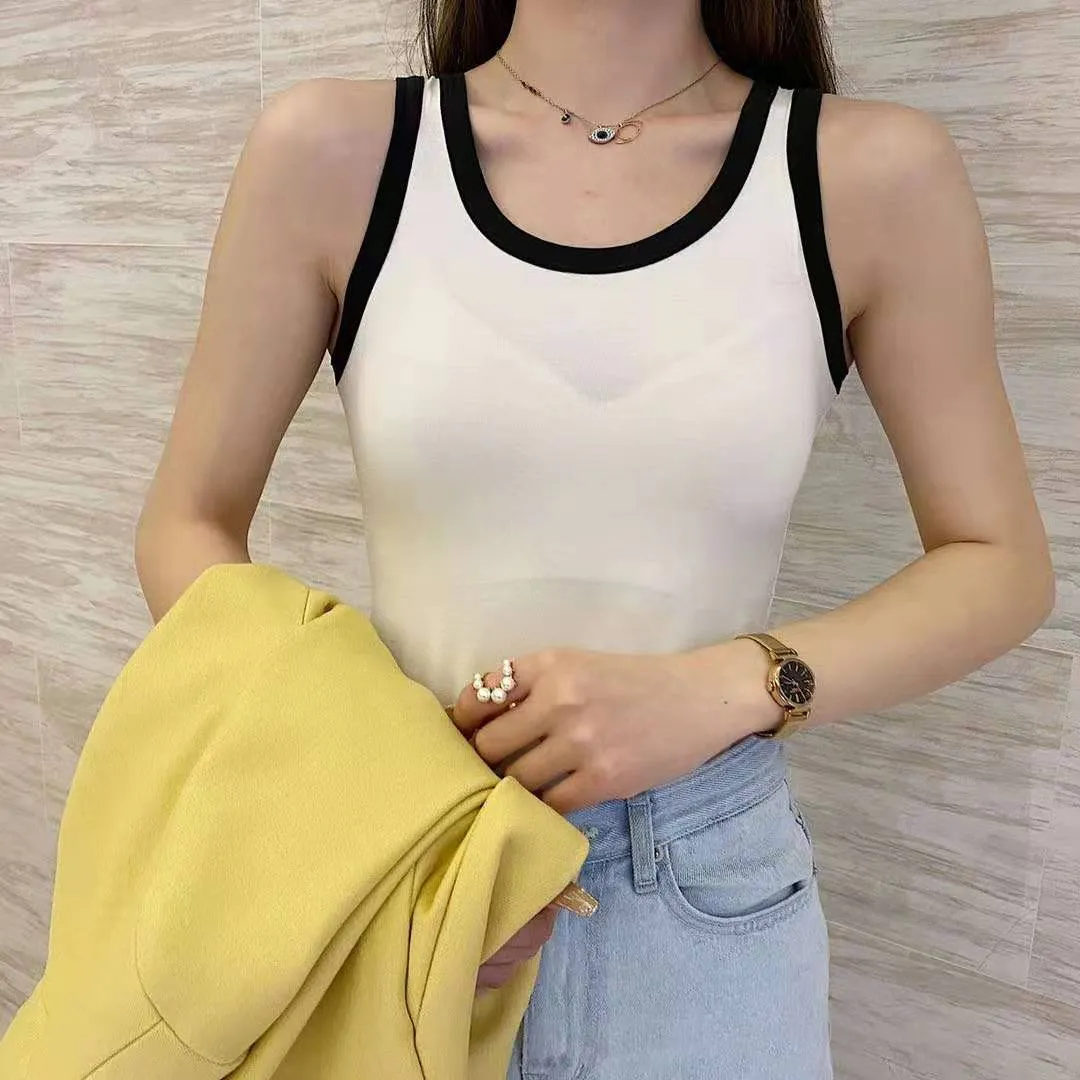Popular Dongdaemun Color-Matching Camisole Women Summer Sports Slim Look Bare Back Outdoor Camisole