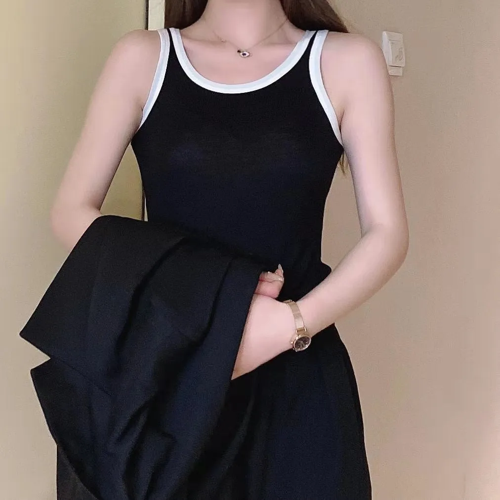 Popular Dongdaemun Color-Matching Camisole Women Summer Sports Slim Look Bare Back Outdoor Camisole
