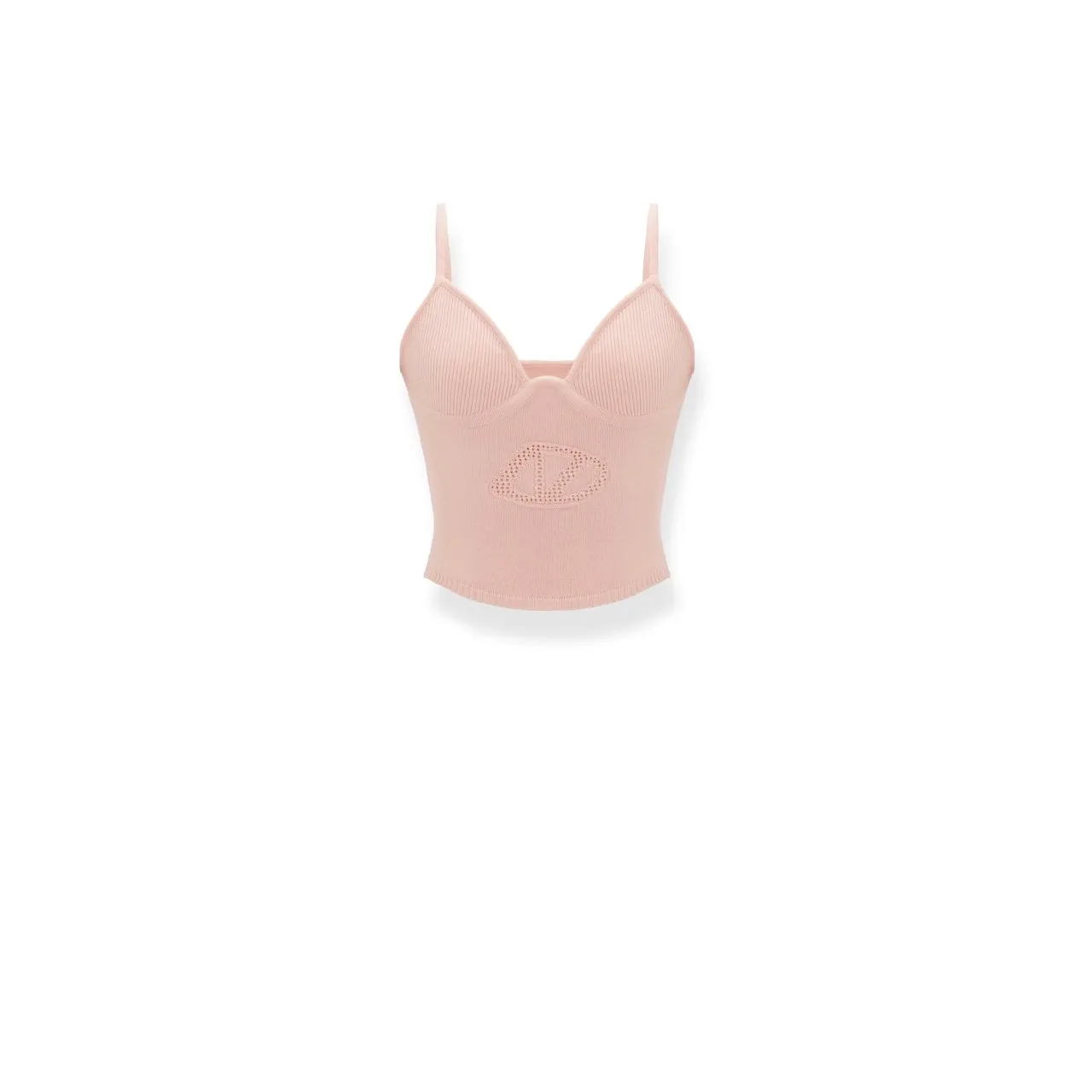 Printed Cutout Short Knit Suspenders Pink