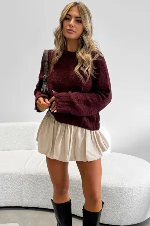 Puffball Mini Skirt - Beige