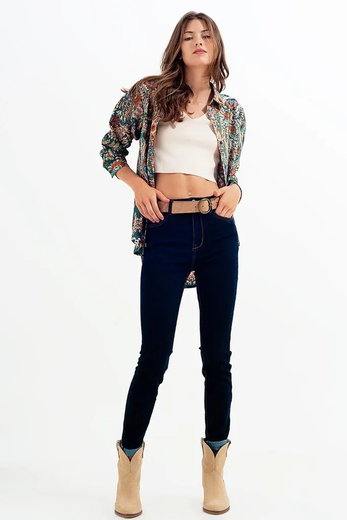 Q2 - Original Super Skinny Fit Jeans in Dark Blue Wash