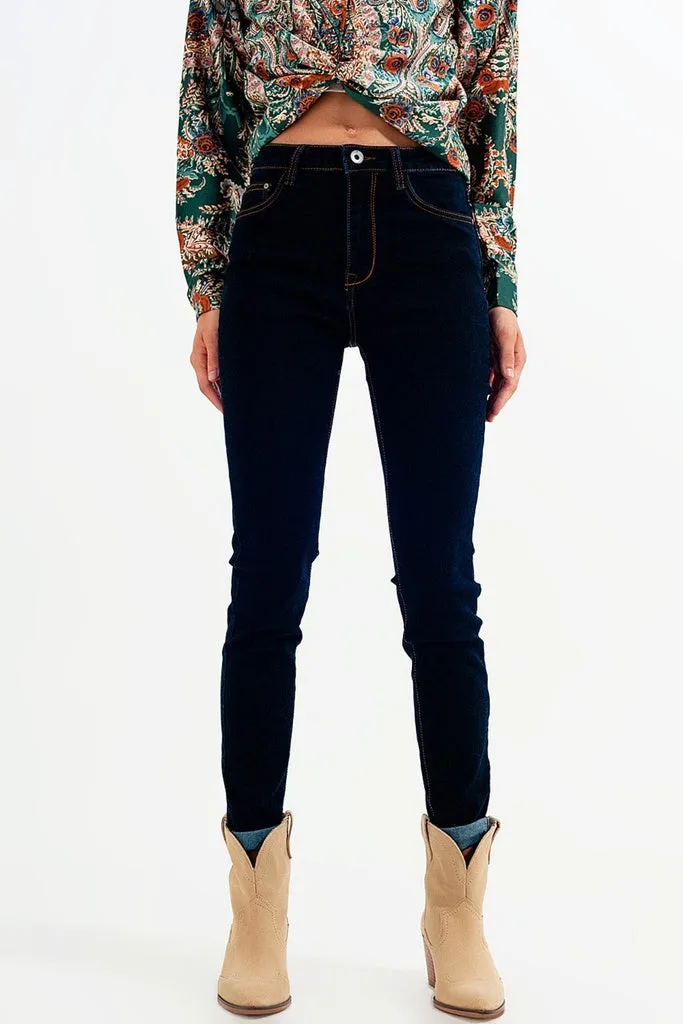 Q2 - Original Super Skinny Fit Jeans in Dark Blue Wash