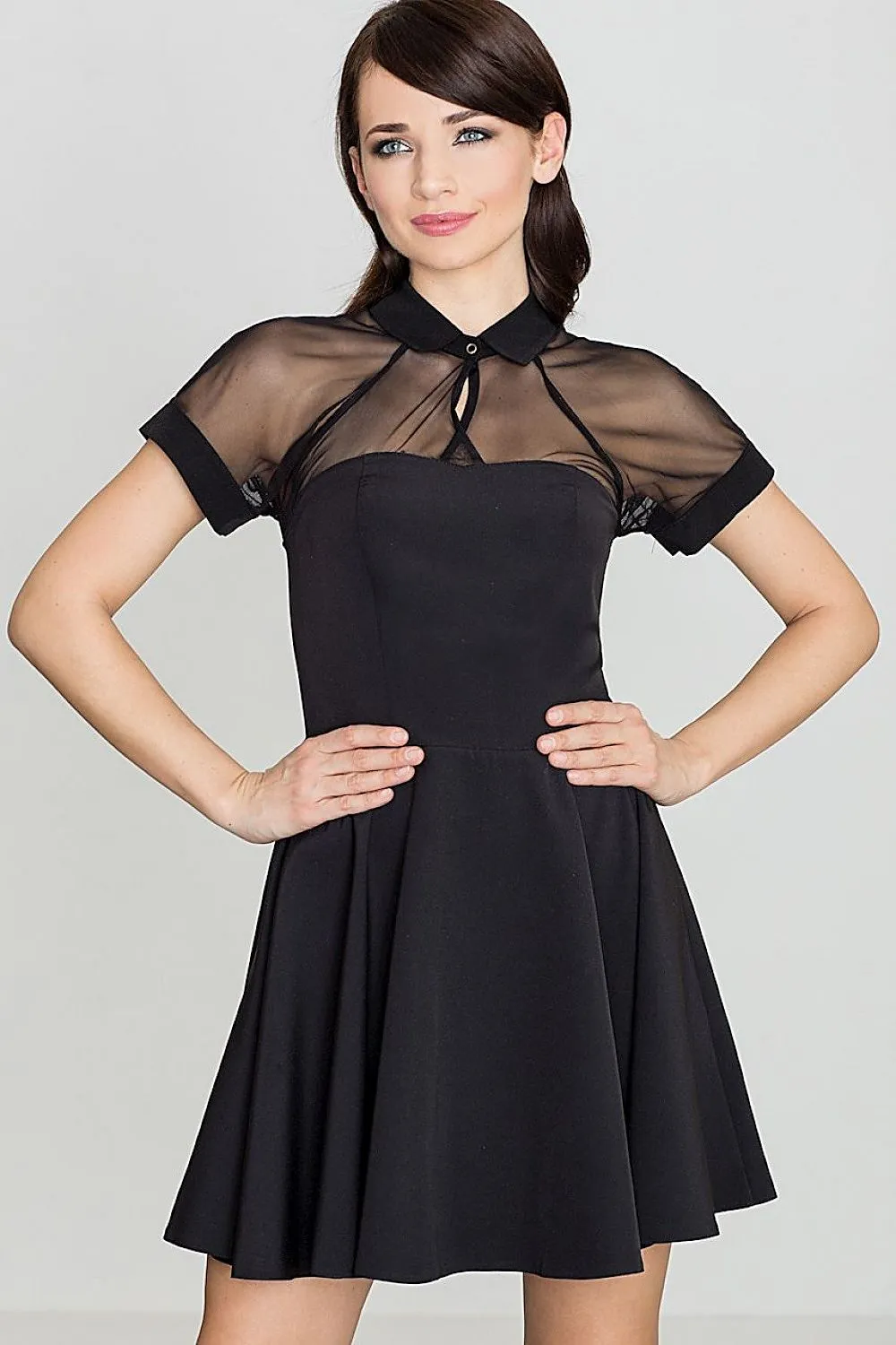 "Lenitif" Sheer Mesh Top Short Dress - Elegant Charm for Every Occasion