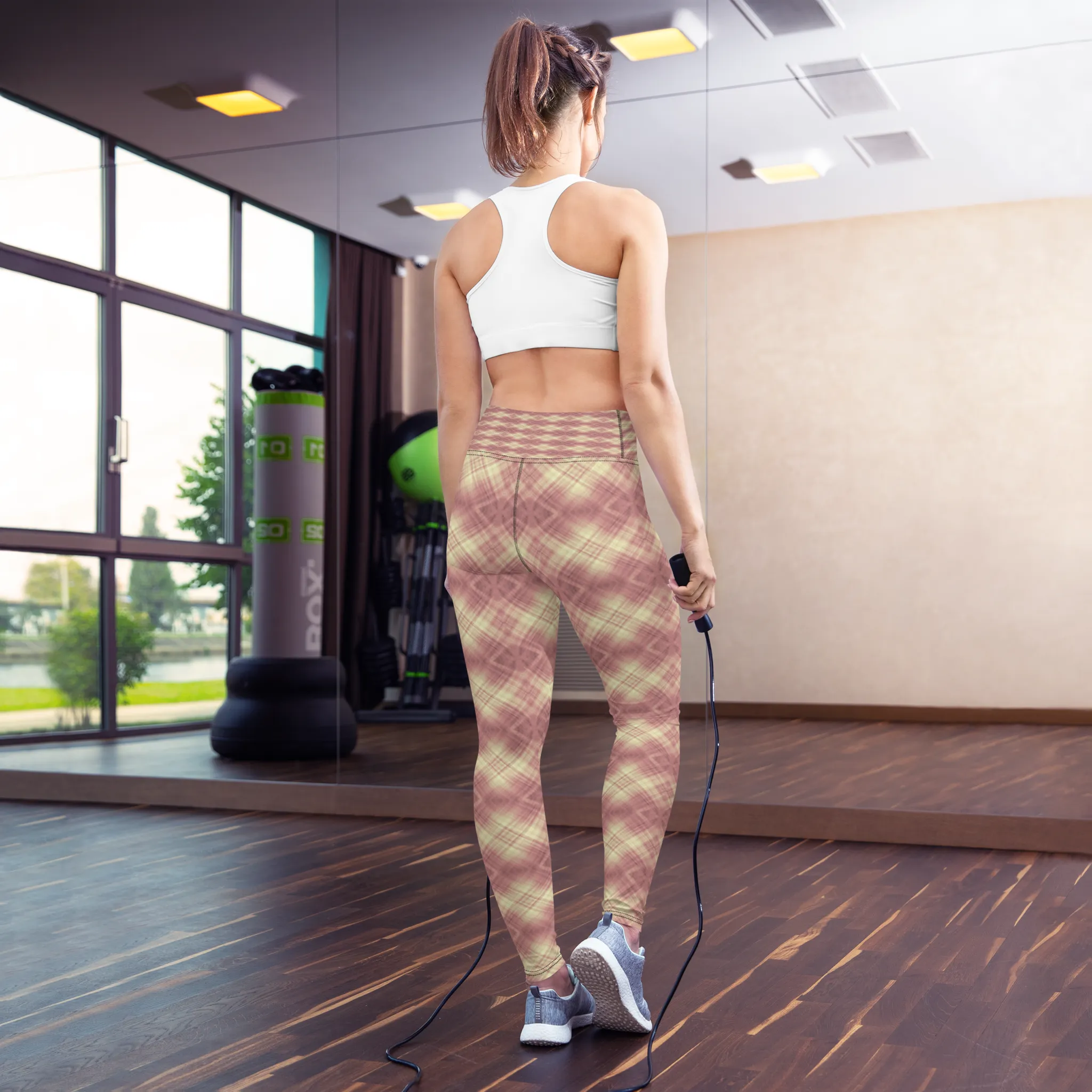 Recursia Argyle Rewired I Yoga Leggings In Pink
