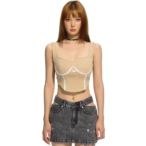 Restrain Square Neck Wide Shoulder Camisole Beige