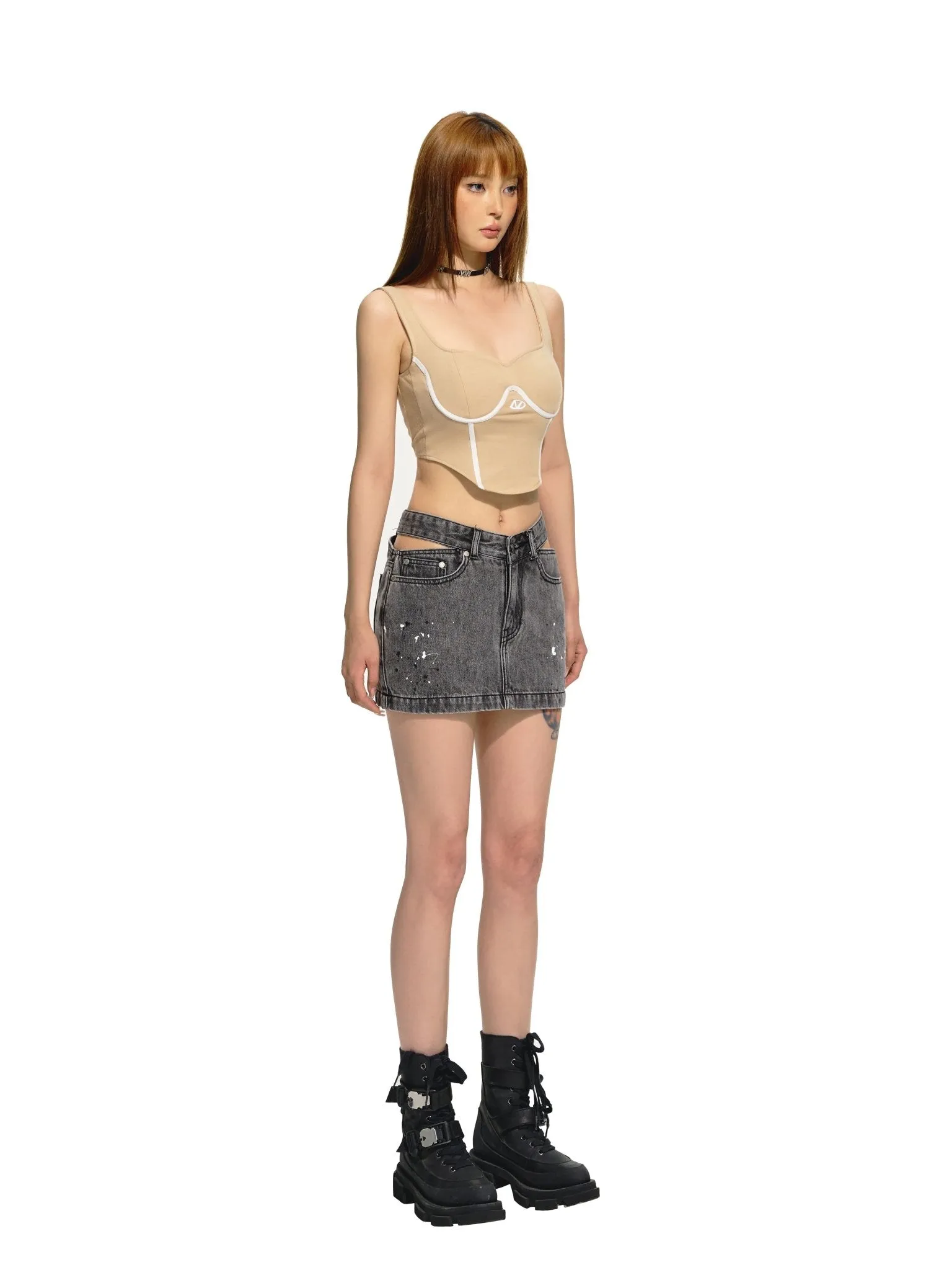 Restrain Square Neck Wide Shoulder Camisole Beige