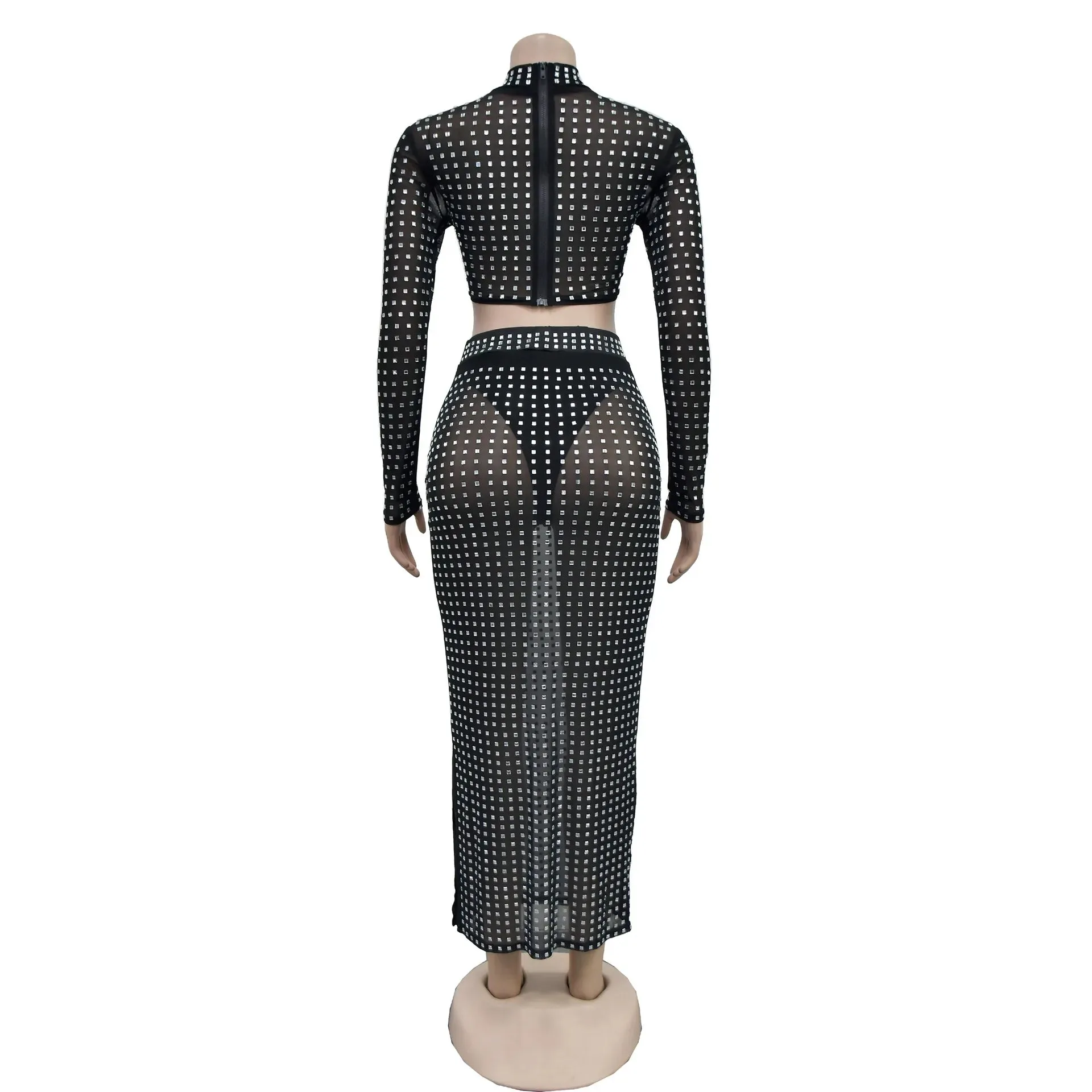 Rhinestone Strapless Top and Long Skirt Set