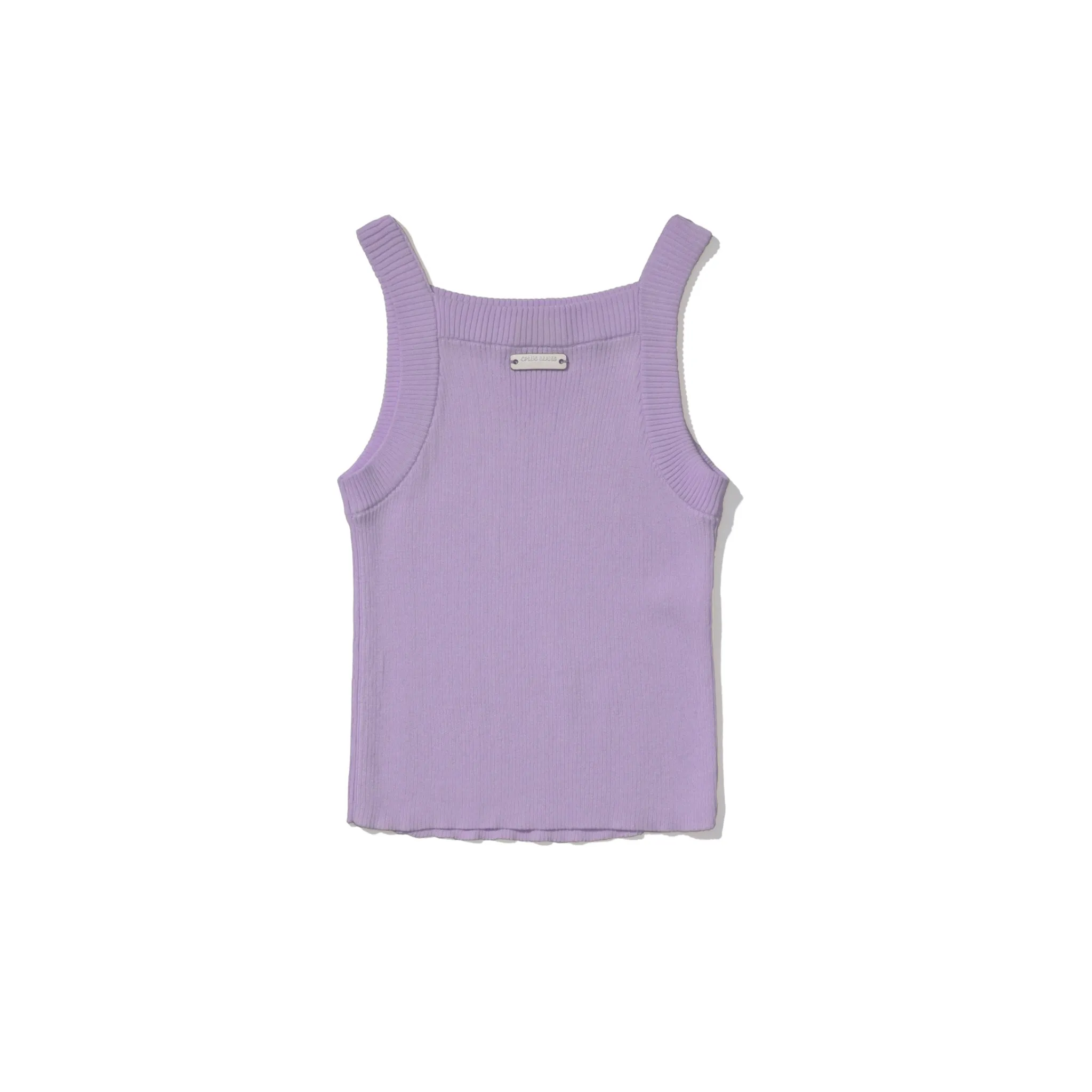 Rib Knit Vest with Square Neck in Light Purple