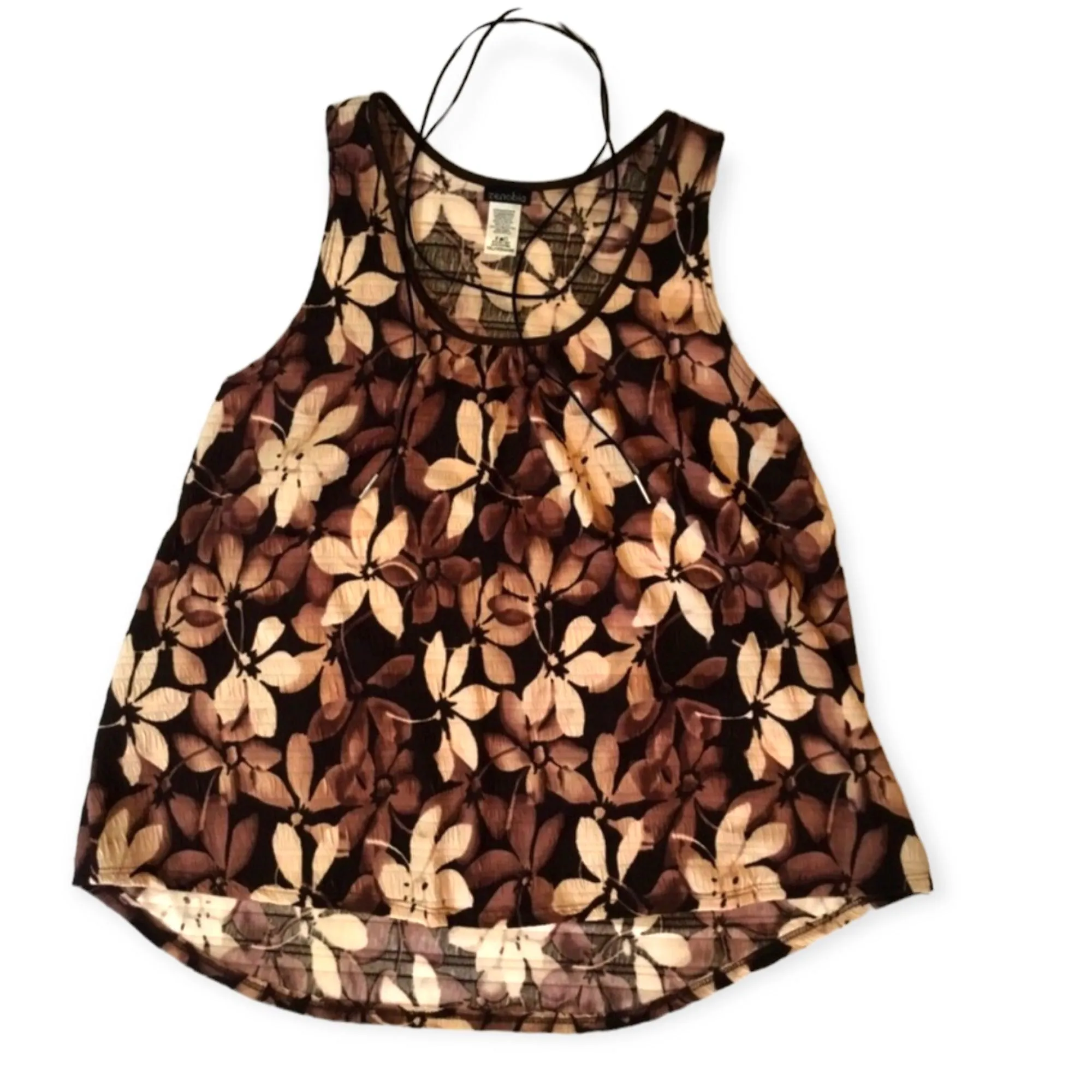 Round Neck Floral A-line Tank Top