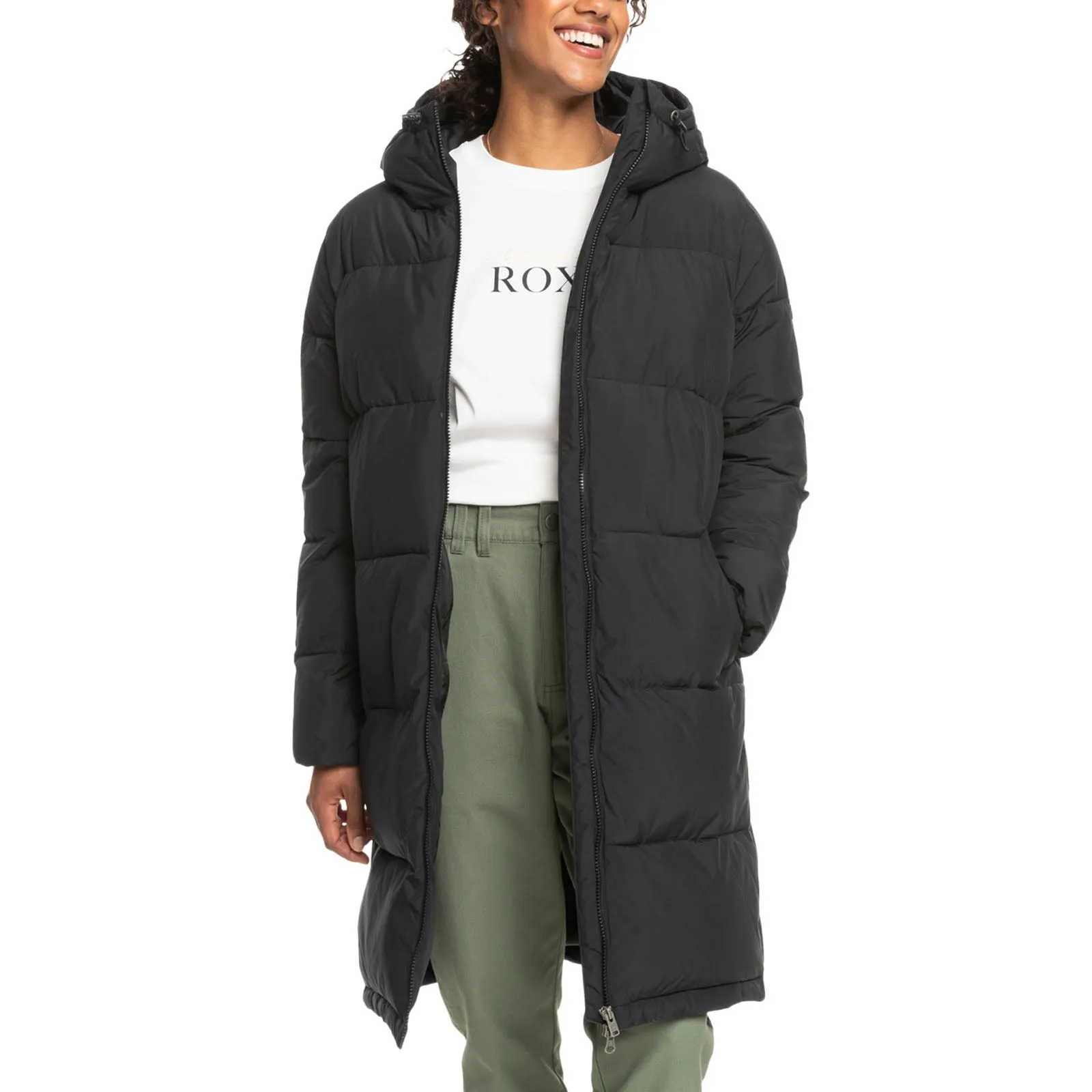 Roxy Womens Test of Time Hooded Long Line Padded Jacket