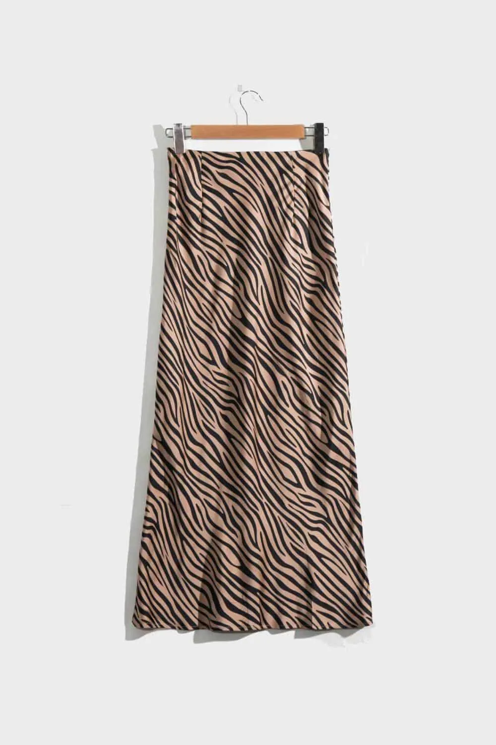 Satin A-line High Waist Animal Print Skirts