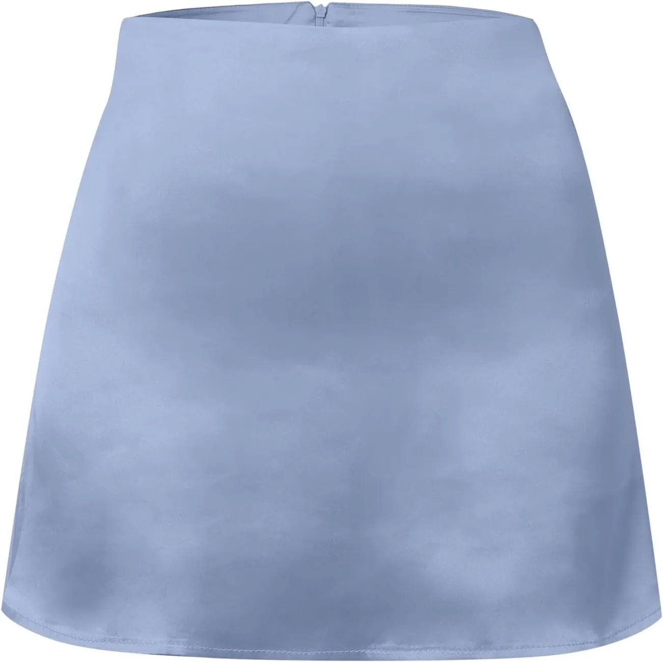 Satin Short Skirts for Women Silk Mini Skirt High Waisted A-Line Zipper Skirts Casual Soild Color Party Skorts Club Y2k Skirt