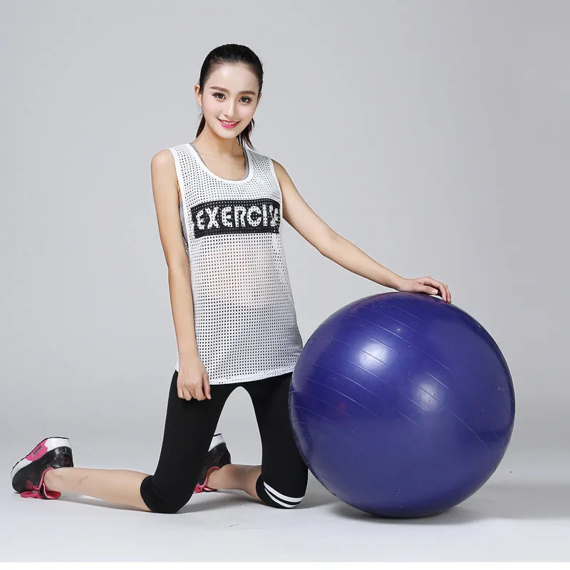 See Through Mesh Sleeveless Fitness Women Summer Loose Jogging Sporty Tank Top Korean Slim Look Yoga Activewear