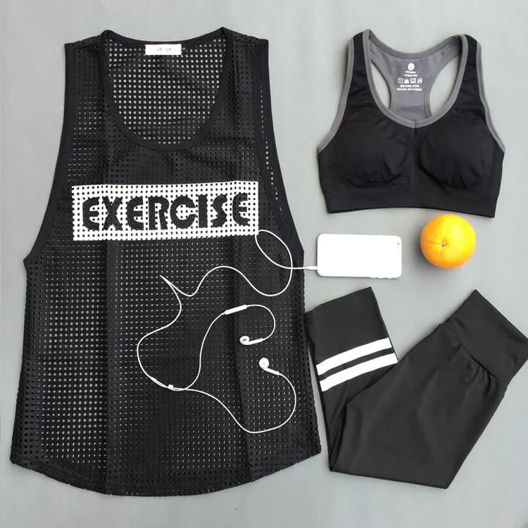 See Through Mesh Sleeveless Fitness Women Summer Loose Jogging Sporty Tank Top Korean Slim Look Yoga Activewear