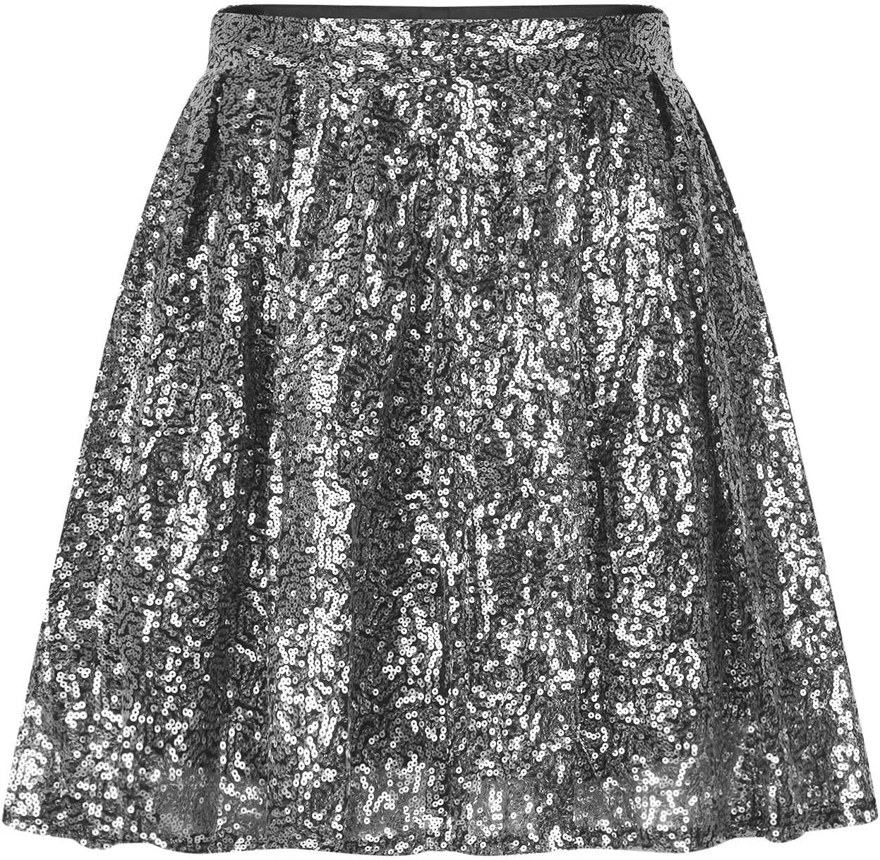 Sequin Skirt for Women Elastic Waist Sparkly A-Line Sparlky Skirts with Lining Casual Fashion Holiday Dance Skirt