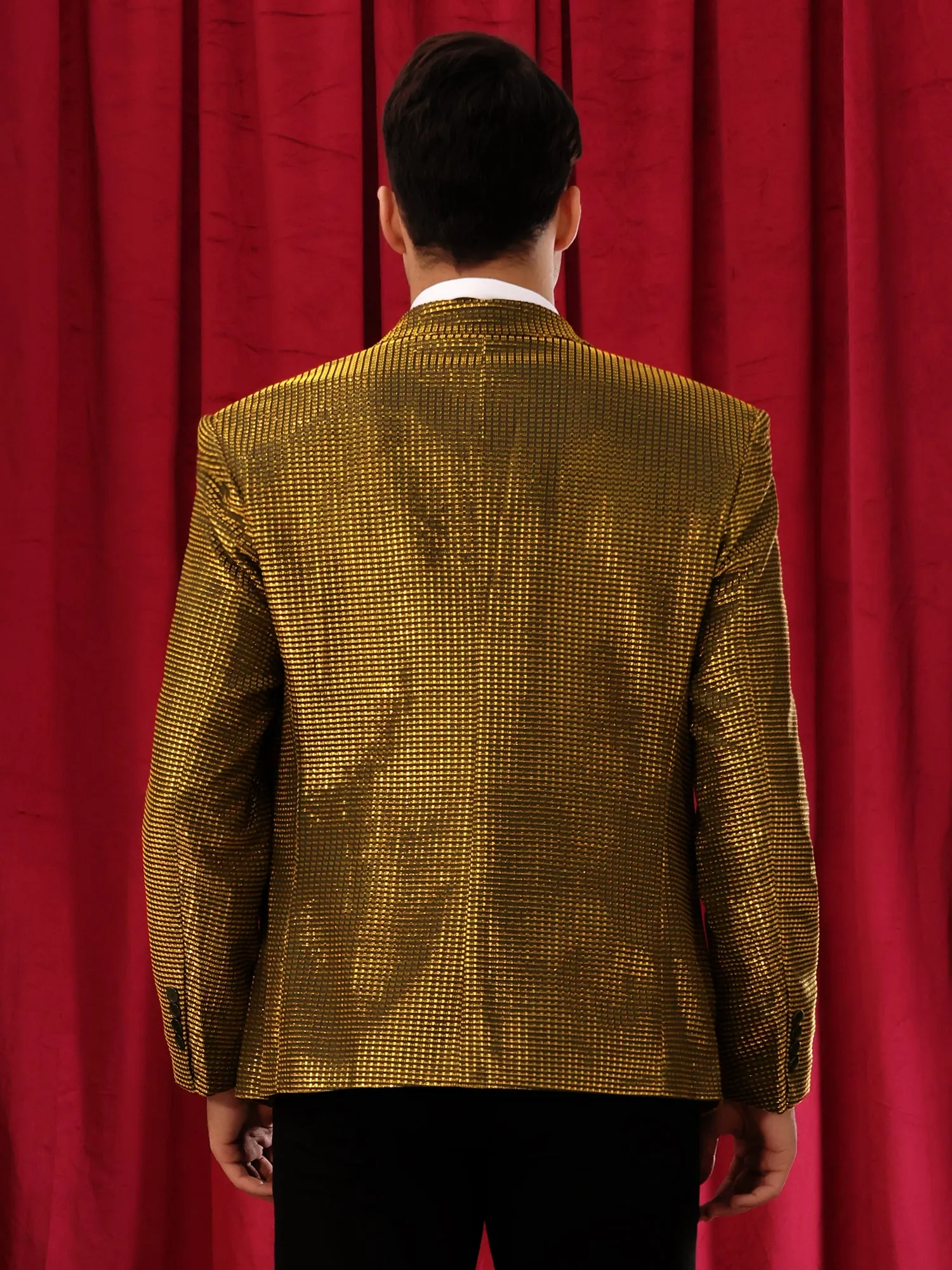 Shiny Sport Coats for Men's Single Breasted Wedding Party Metallic Blazers
