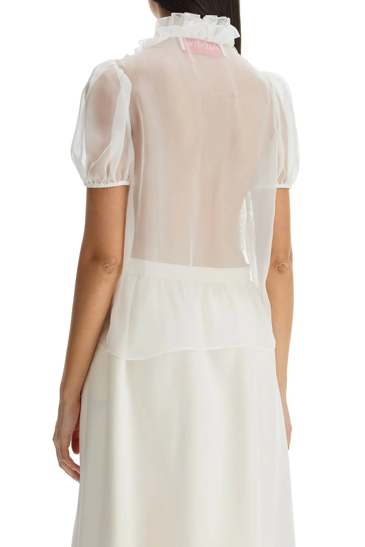 short-sleeved chiffon blouse 6B3AA0A52UP OLD IVORY