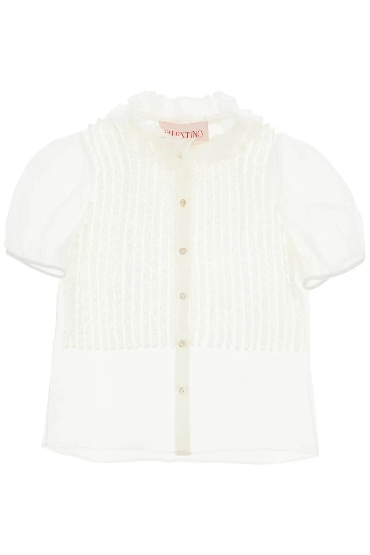short-sleeved chiffon blouse 6B3AA0A52UP OLD IVORY