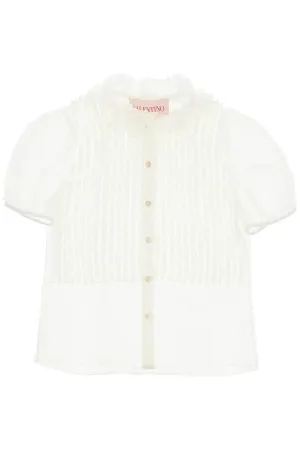 short-sleeved chiffon blouse 6B3AA0A52UP OLD IVORY