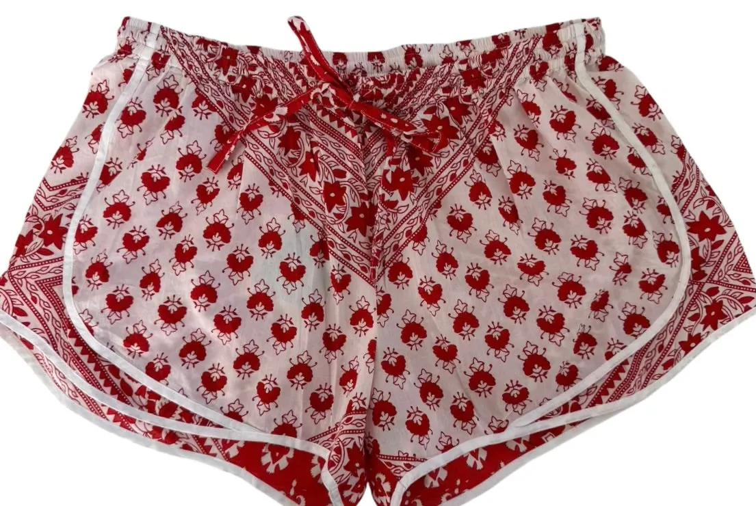 Shorts Block Print Red Bandana
