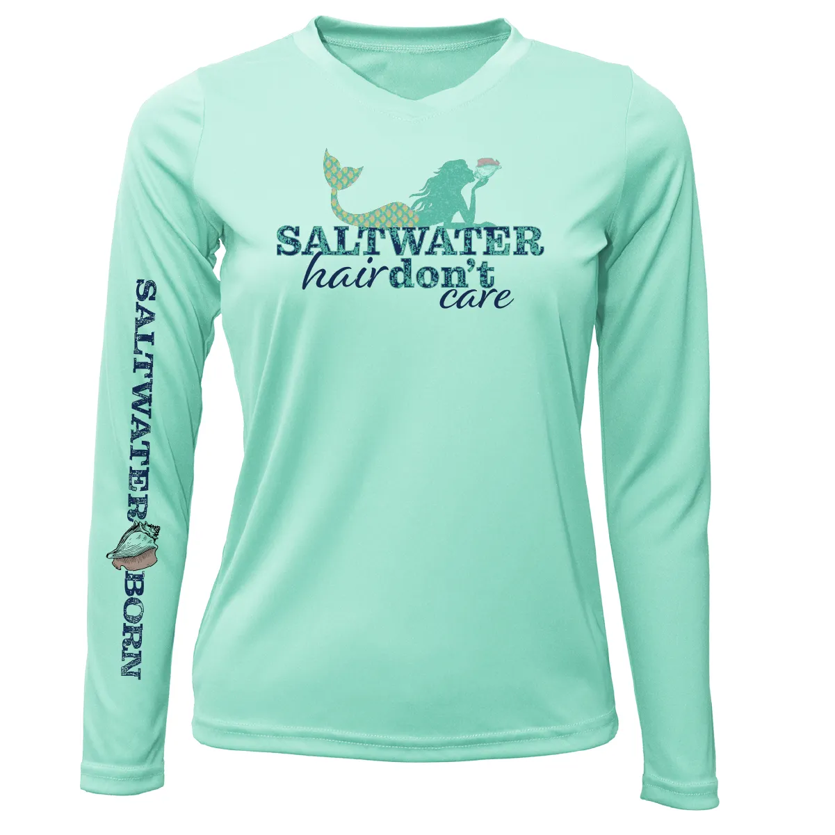 Siesta Key "Saltwater Hair...Don't Care" Long Sleeve UPF 50  Dry-Fit Shirt