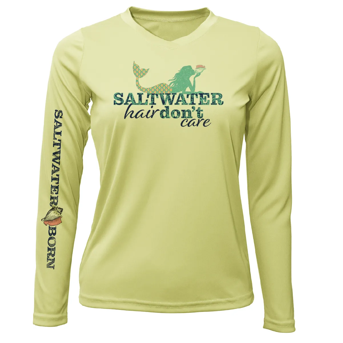 Siesta Key "Saltwater Hair...Don't Care" Long Sleeve UPF 50  Dry-Fit Shirt
