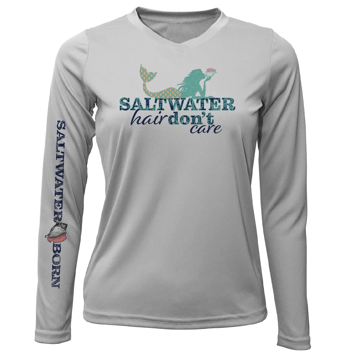 Siesta Key "Saltwater Hair...Don't Care" Long Sleeve UPF 50  Dry-Fit Shirt
